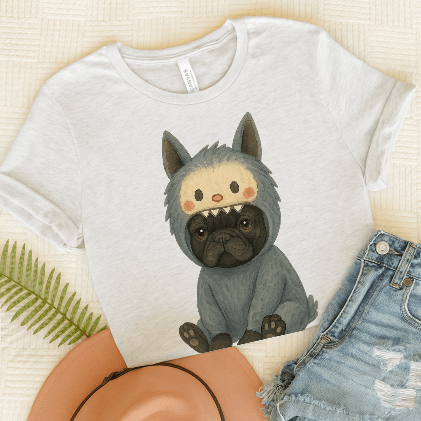 Printify T-Shirt Ash / S Black French Bulldog Little Monster TShirt