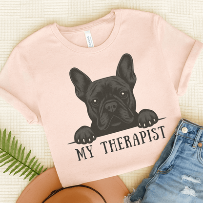 Printify T-Shirt Soft Pink / S Black French Bulldog My Therapist TShirt