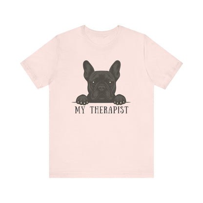 Printify T-Shirt Black French Bulldog My Therapist TShirt