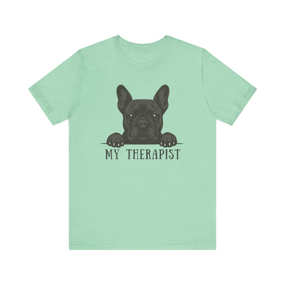 Printify T-Shirt Black French Bulldog My Therapist TShirt