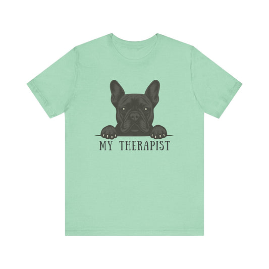 Printify T-Shirt Black French Bulldog My Therapist TShirt