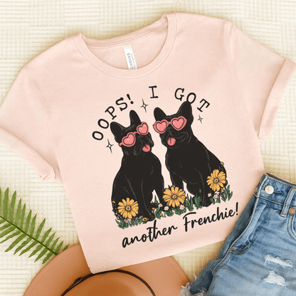 Black French Bulldog Oops TShirt Soft Pink