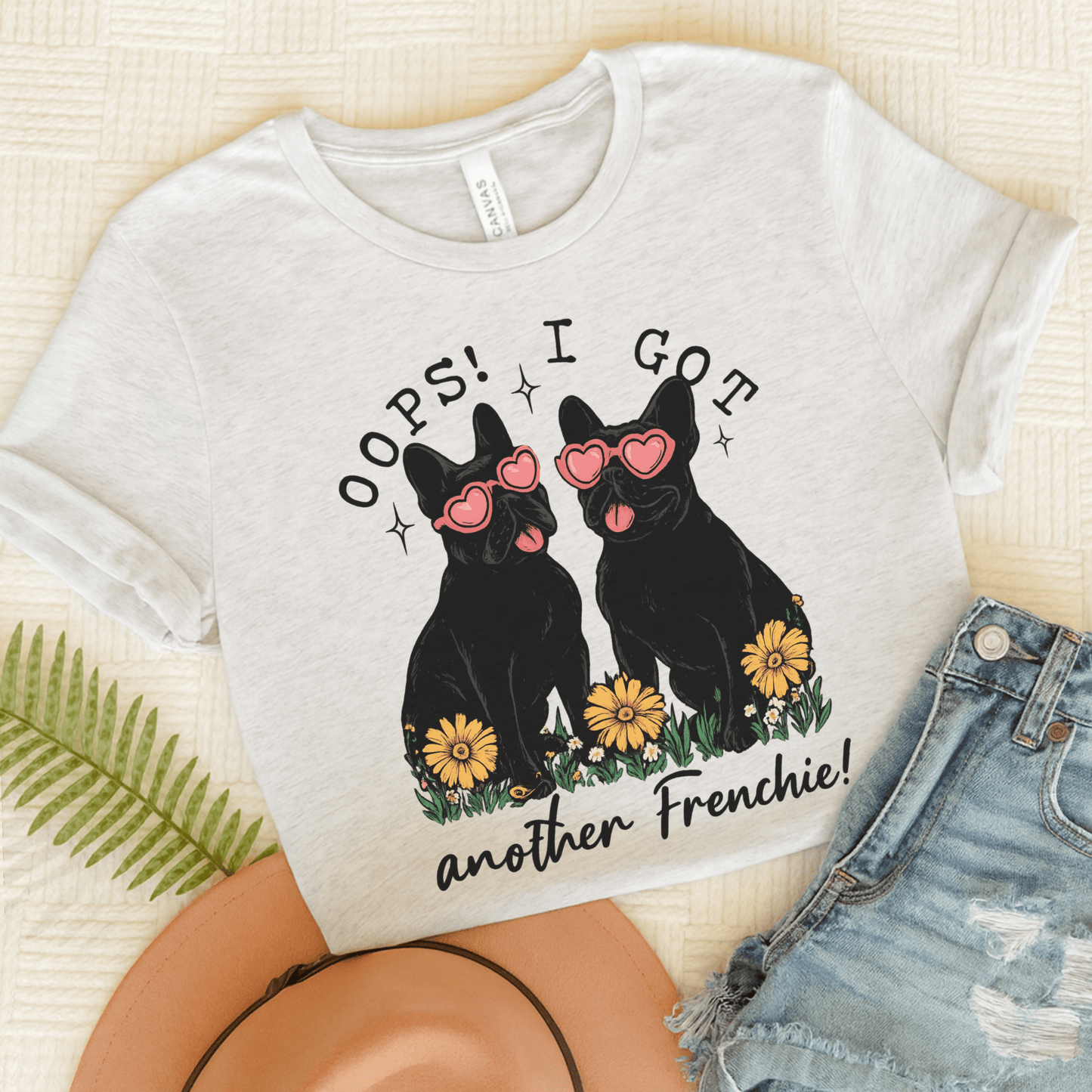 Black French Bulldog Oops TShirt Ash