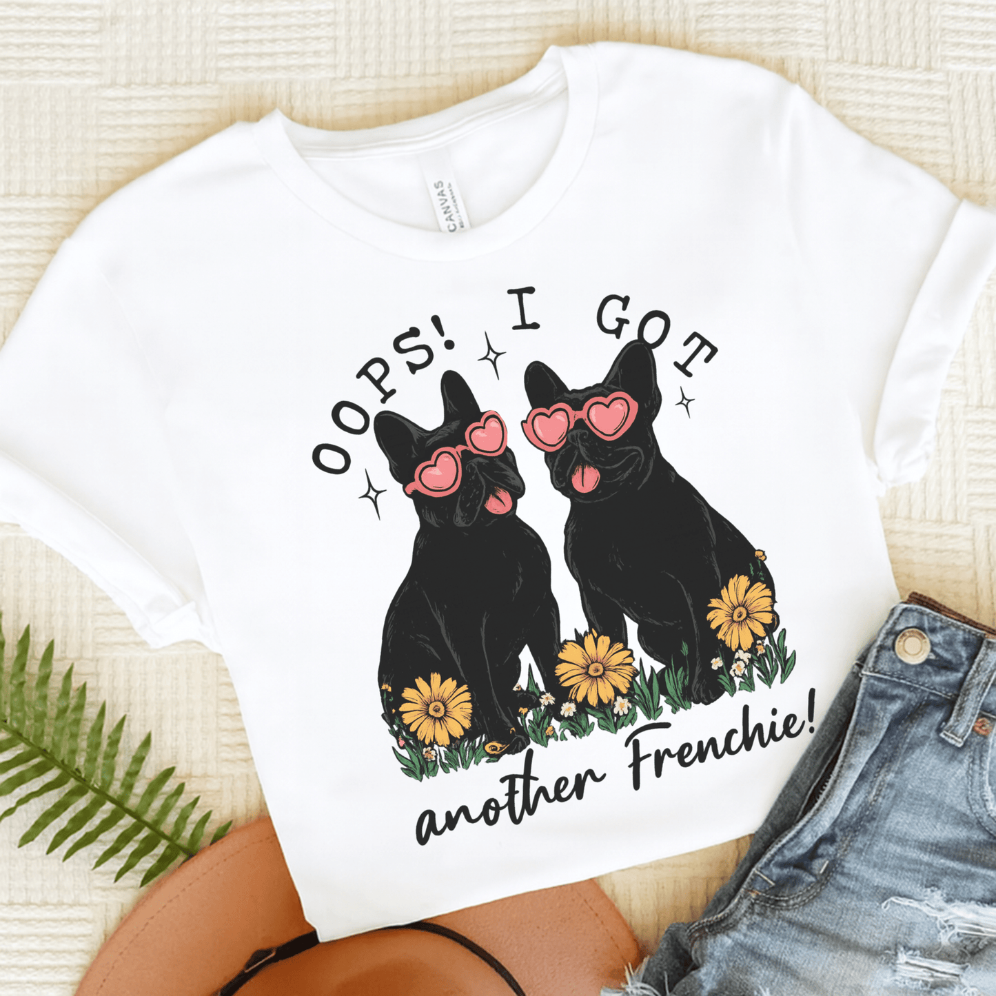 Black French Bulldog Oops TShirt White