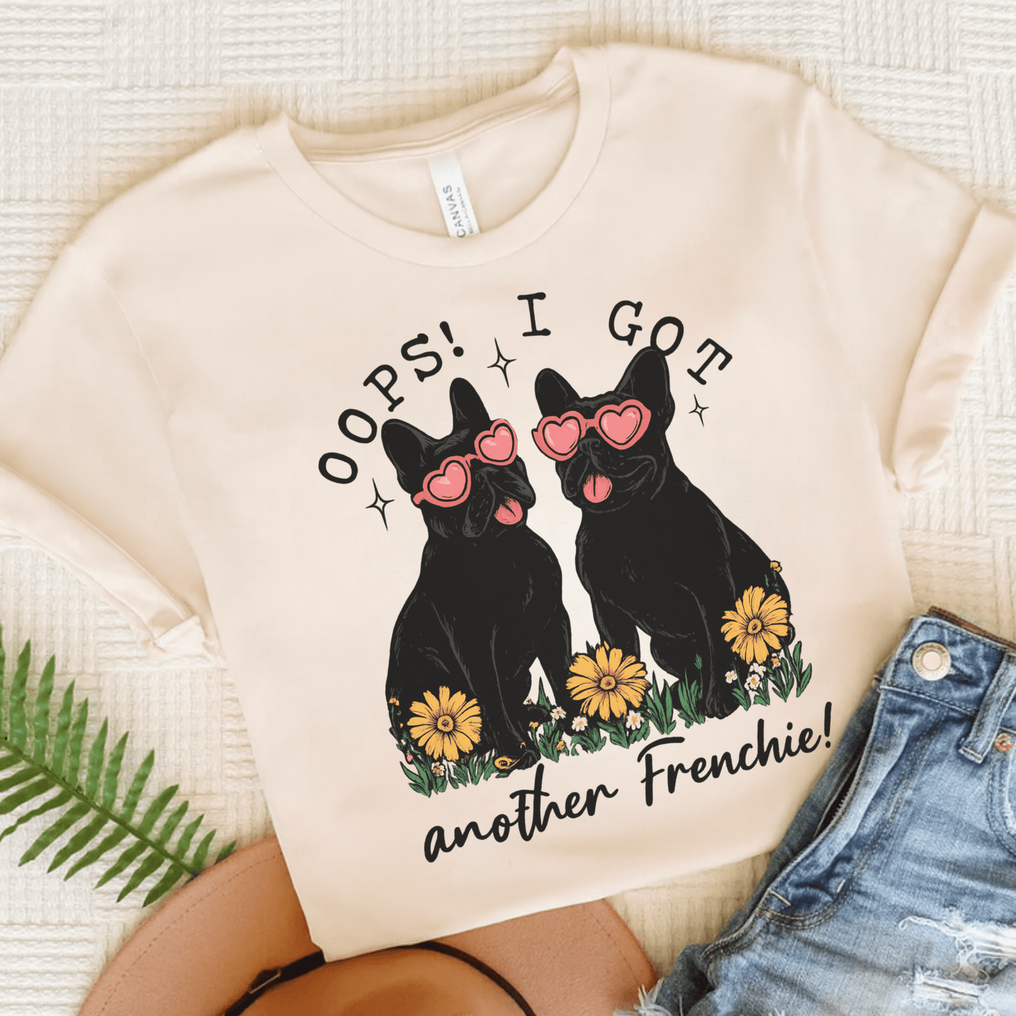 Black French Bulldog Oops TShirt Natural