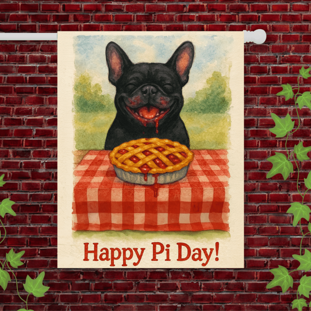 Black French Bulldog Pi Day Garden Flag 24.5'' × 32''