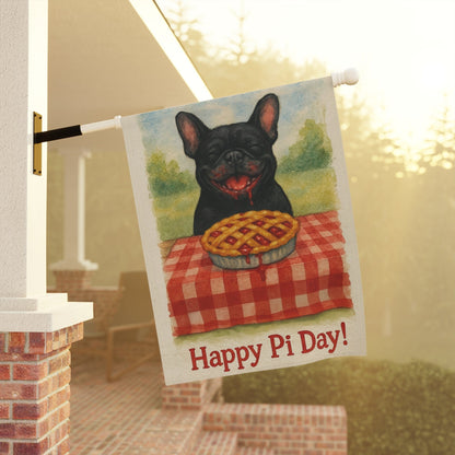 Black French Bulldog Pi Day Garden Flag