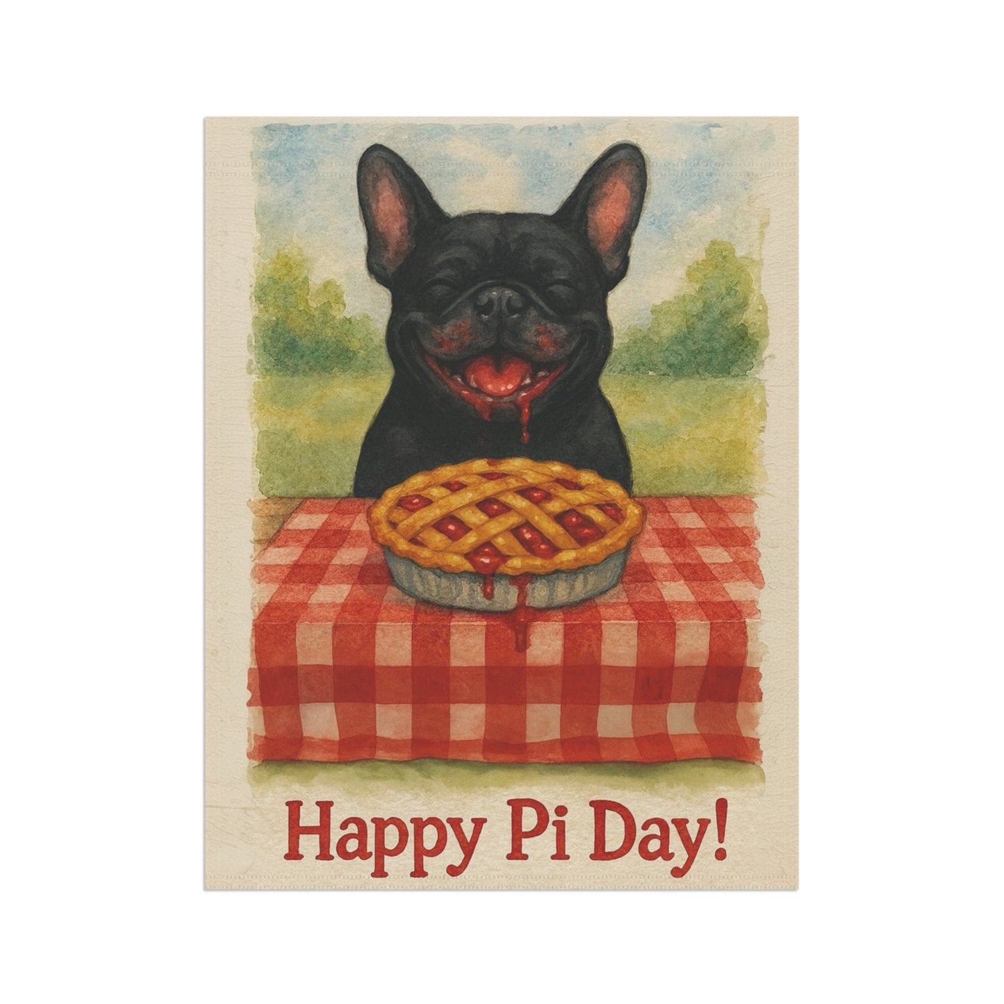 Black French Bulldog Pi Day Garden Flag
