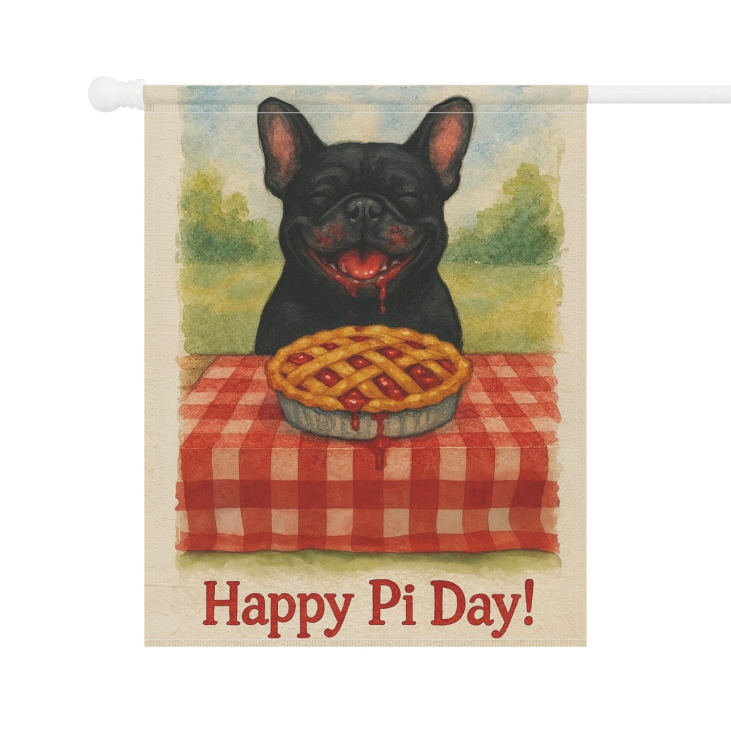 Black French Bulldog Pi Day Garden Flag