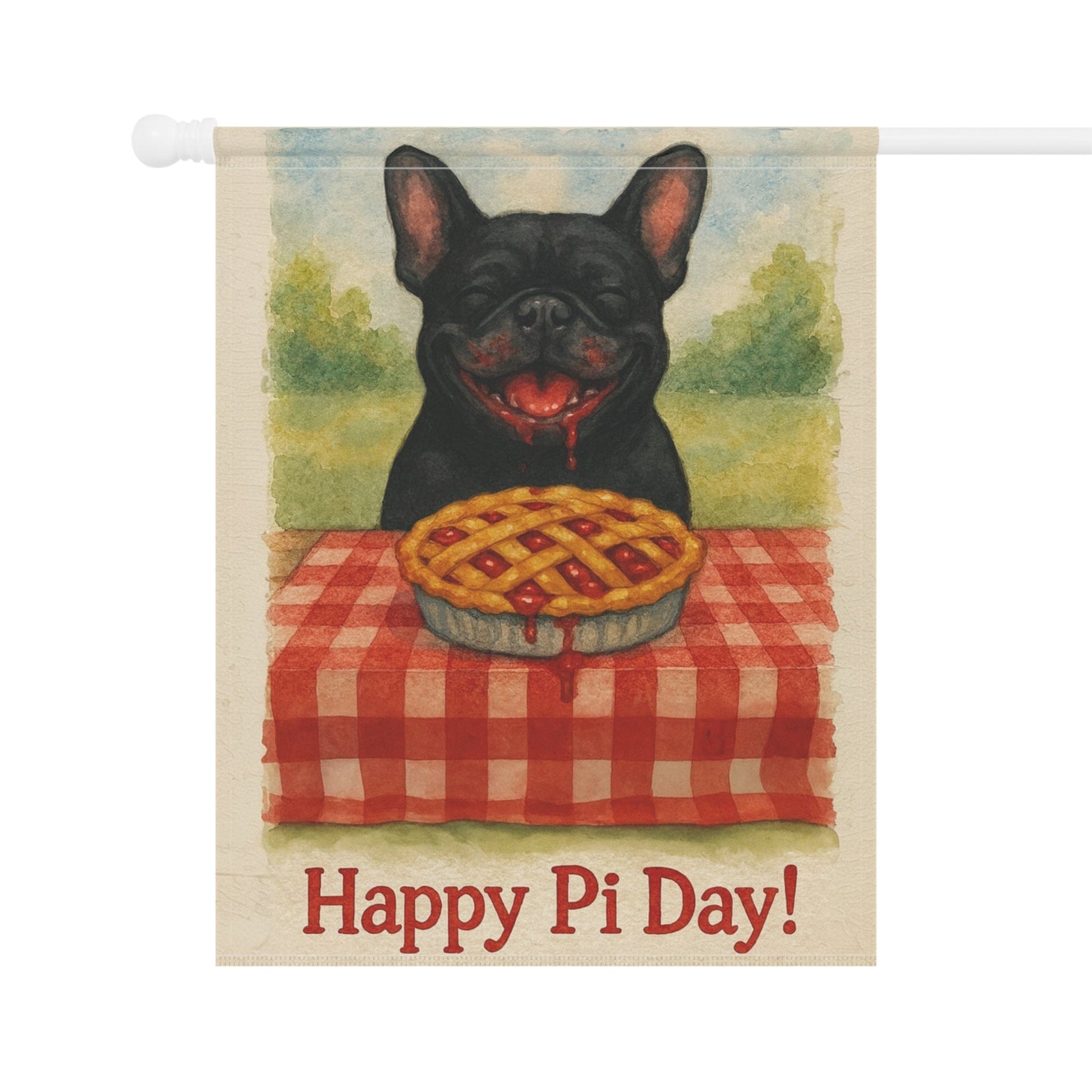 Black French Bulldog Pi Day Garden Flag