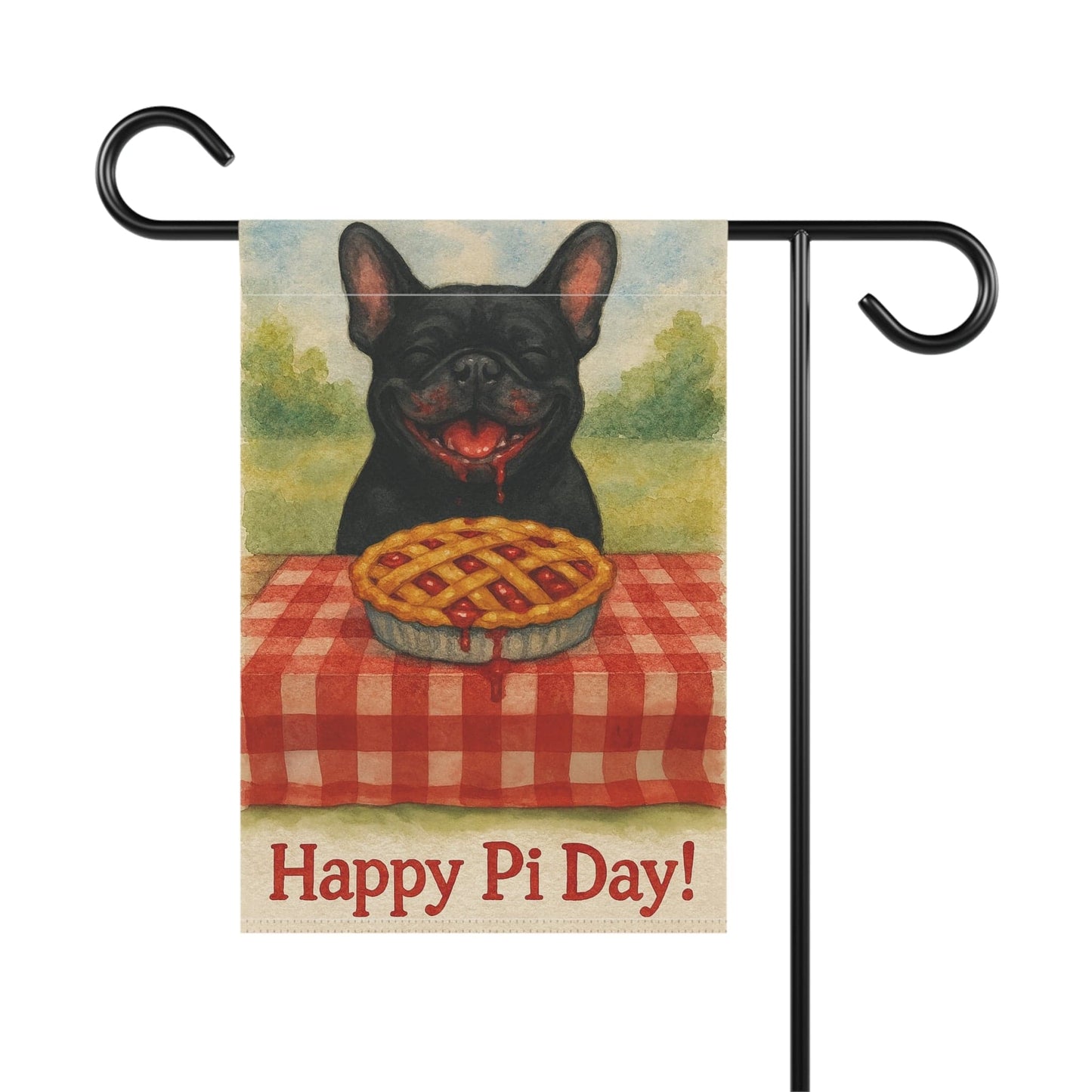 Black French Bulldog Pi Day Garden Flag