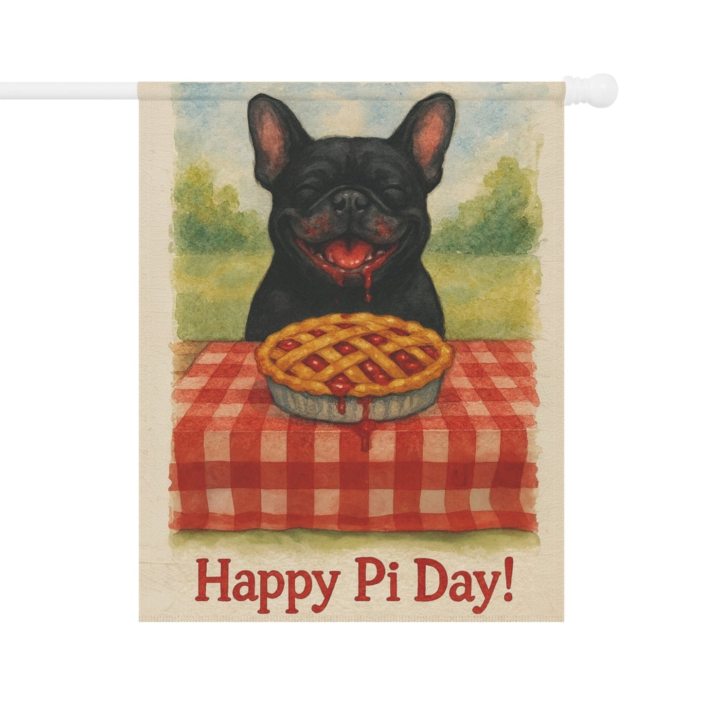 Black French Bulldog Pi Day Garden Flag