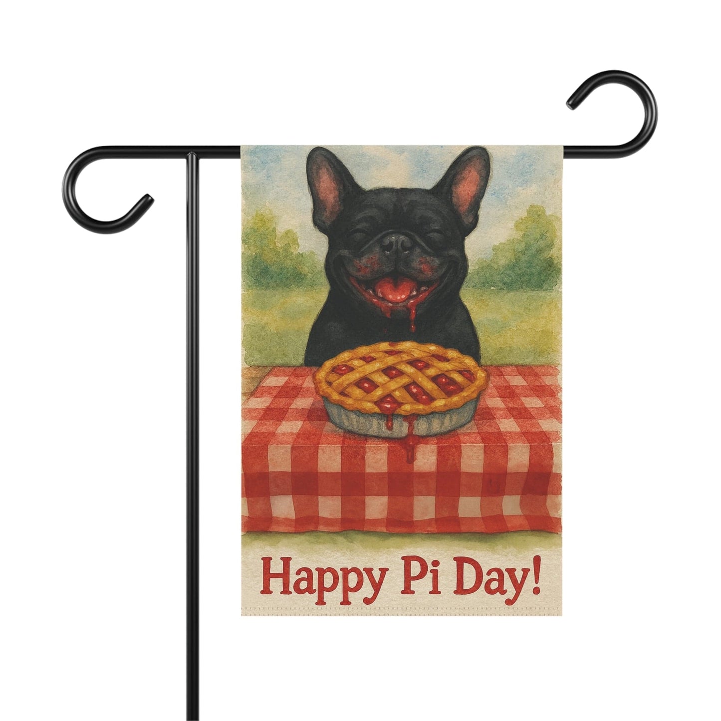 Black French Bulldog Pi Day Garden Flag