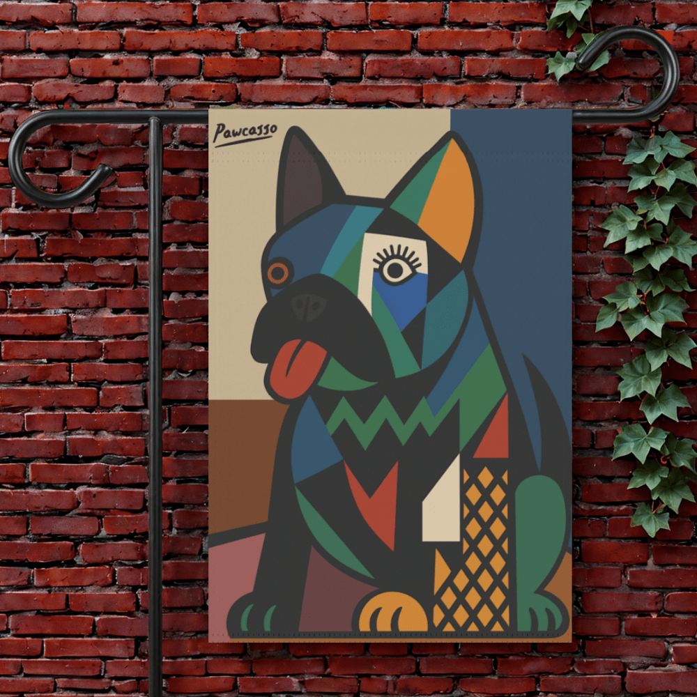 Black French Bulldog Picasso Garden Flag 12'' × 18''