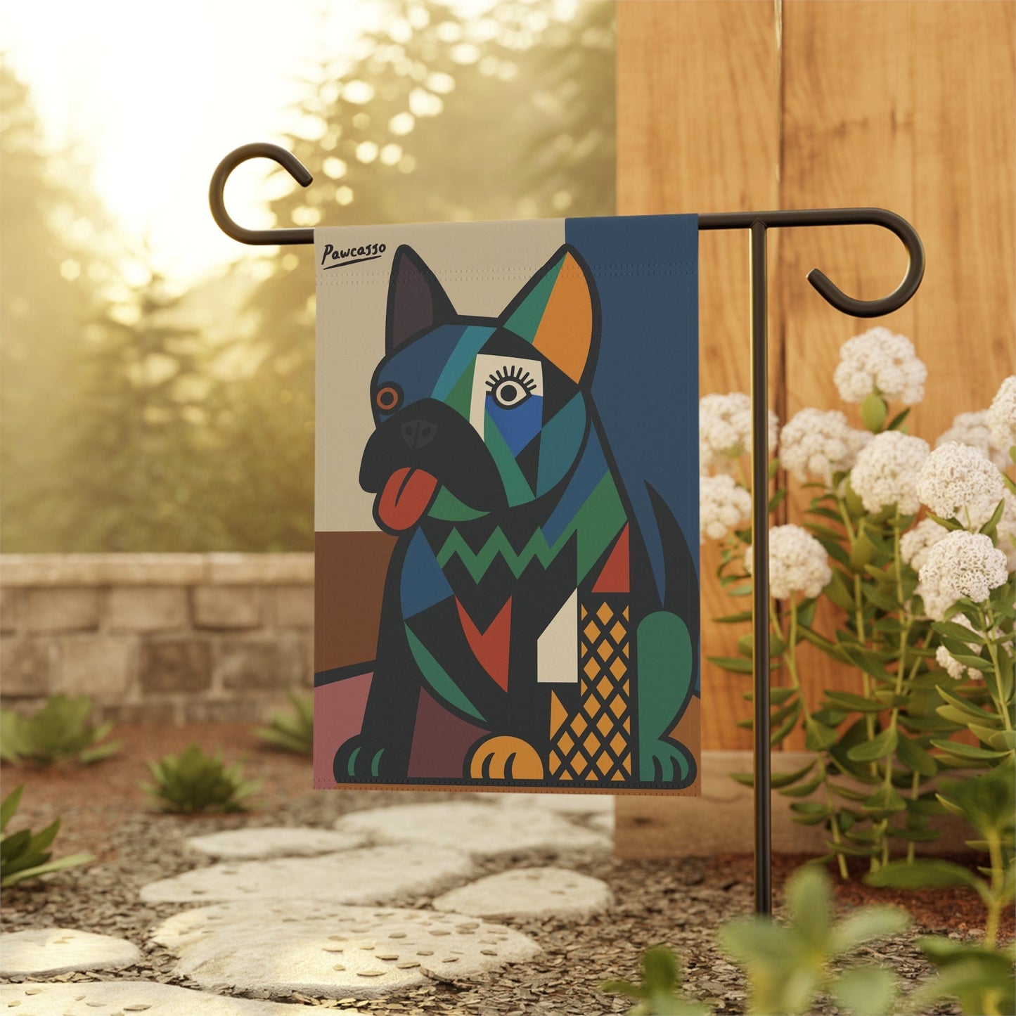 Black French Bulldog Picasso Garden Flag