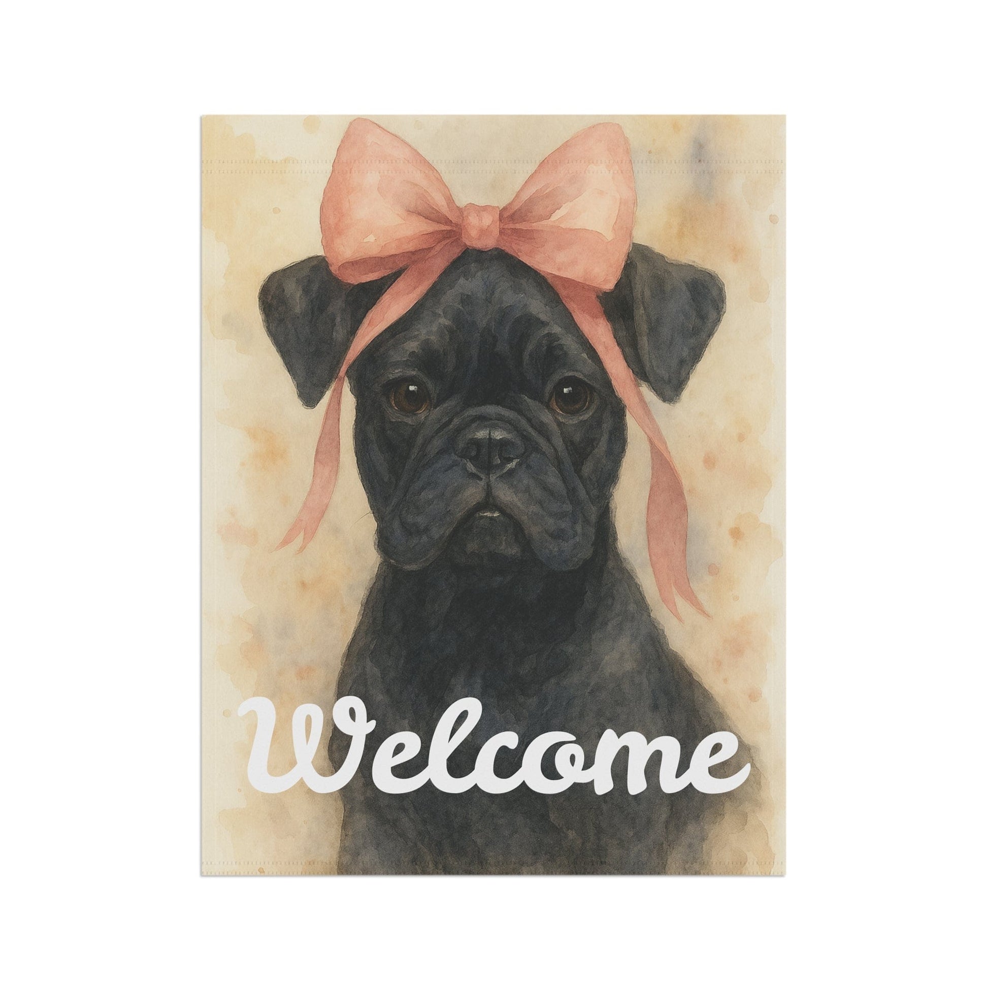 Black French Bulldog Pink Coquette Garden Flag