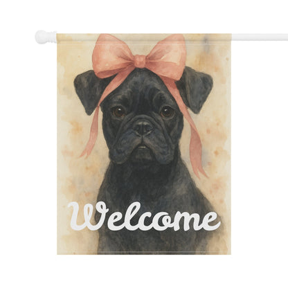 Black French Bulldog Pink Coquette Garden Flag
