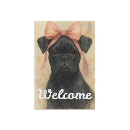 Black French Bulldog Pink Coquette Garden Flag