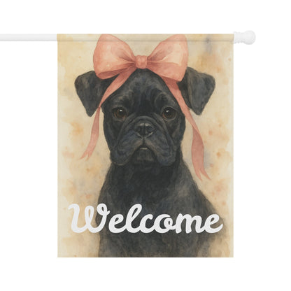 Black French Bulldog Pink Coquette Garden Flag