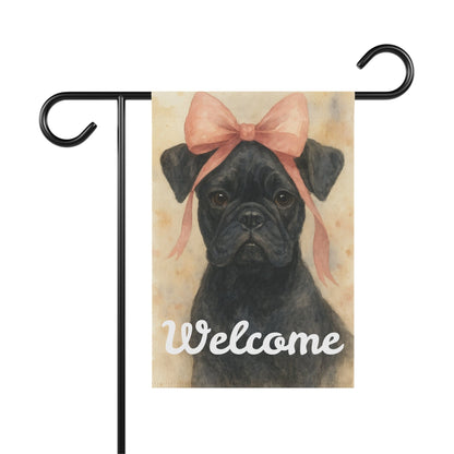 Black French Bulldog Pink Coquette Garden Flag