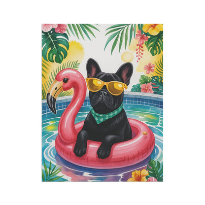 Black French Bulldog Pool Garden Flag