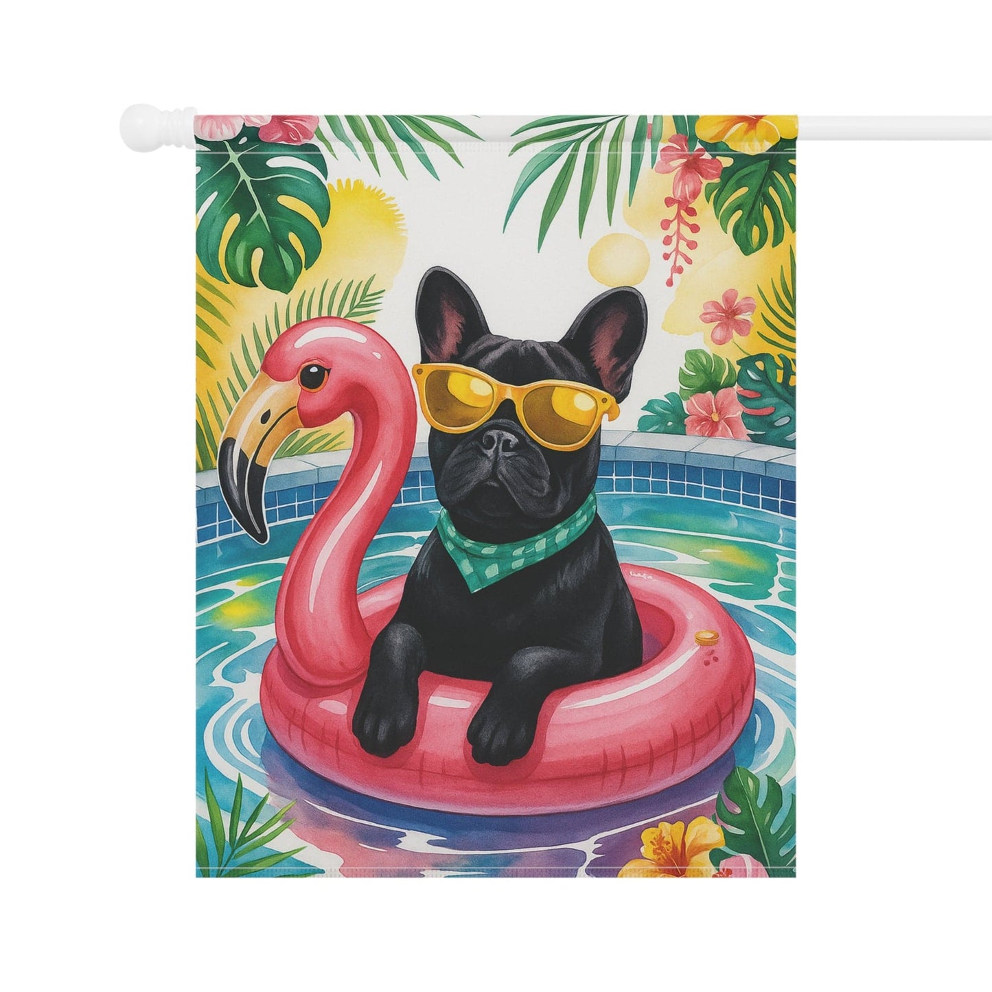 Black French Bulldog Pool Garden Flag