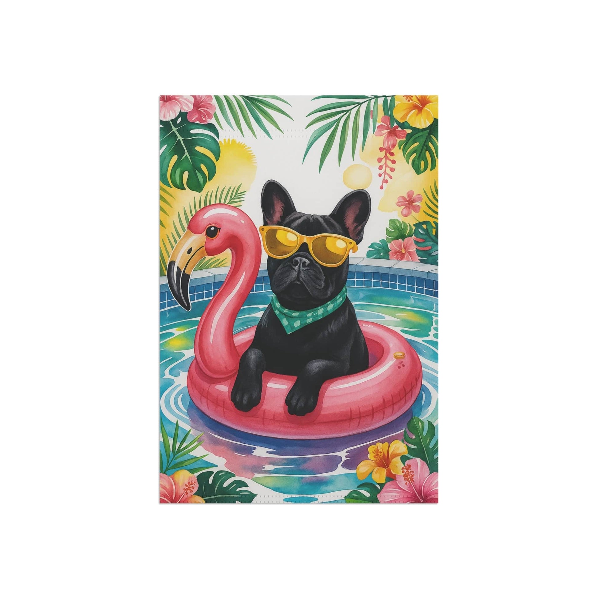Black French Bulldog Pool Garden Flag