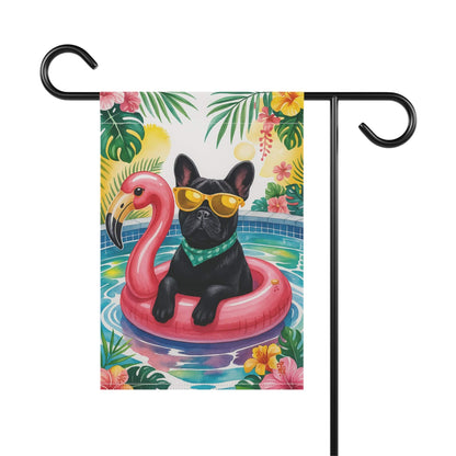 Black French Bulldog Pool Garden Flag