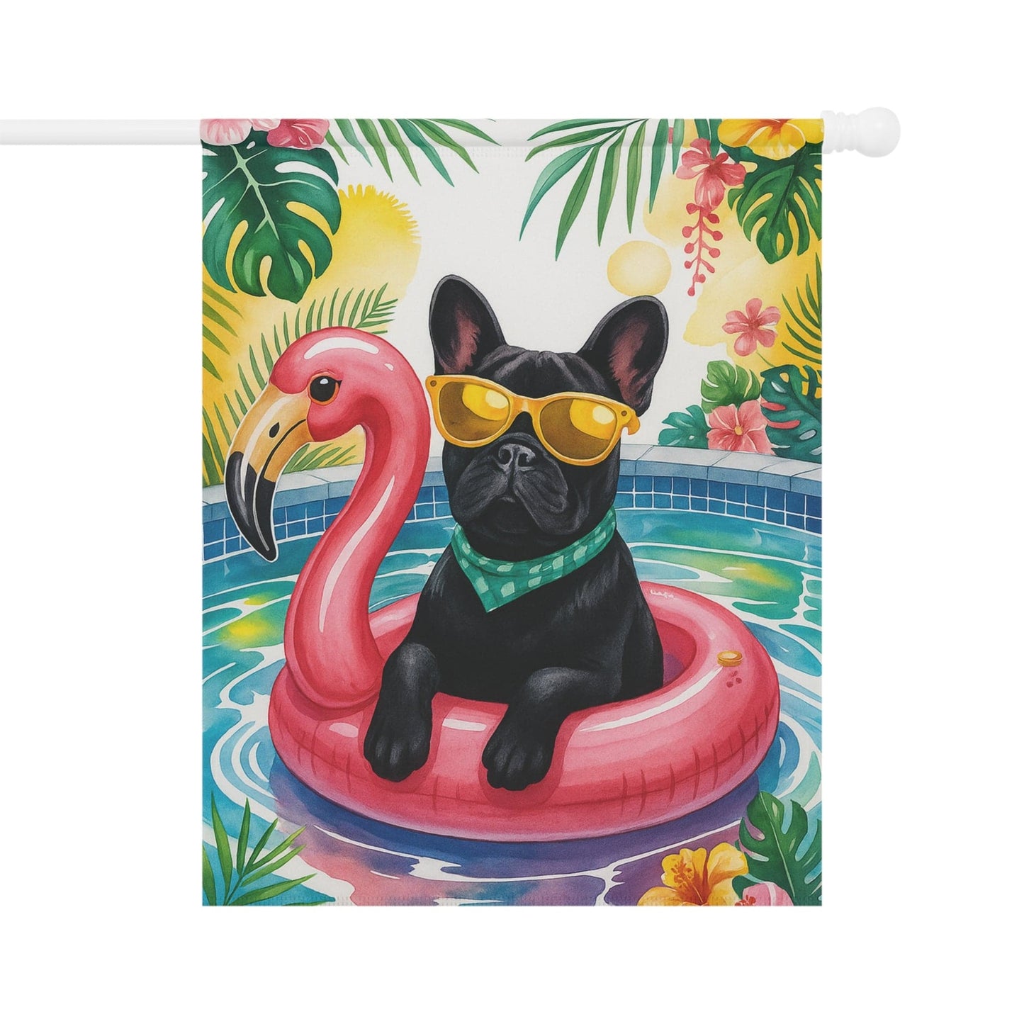 Black French Bulldog Pool Garden Flag