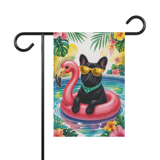 Black French Bulldog Pool Garden Flag