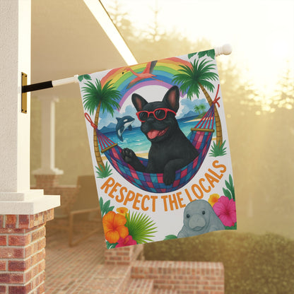 Black French Bulldog Protect Locals Garden Flag
