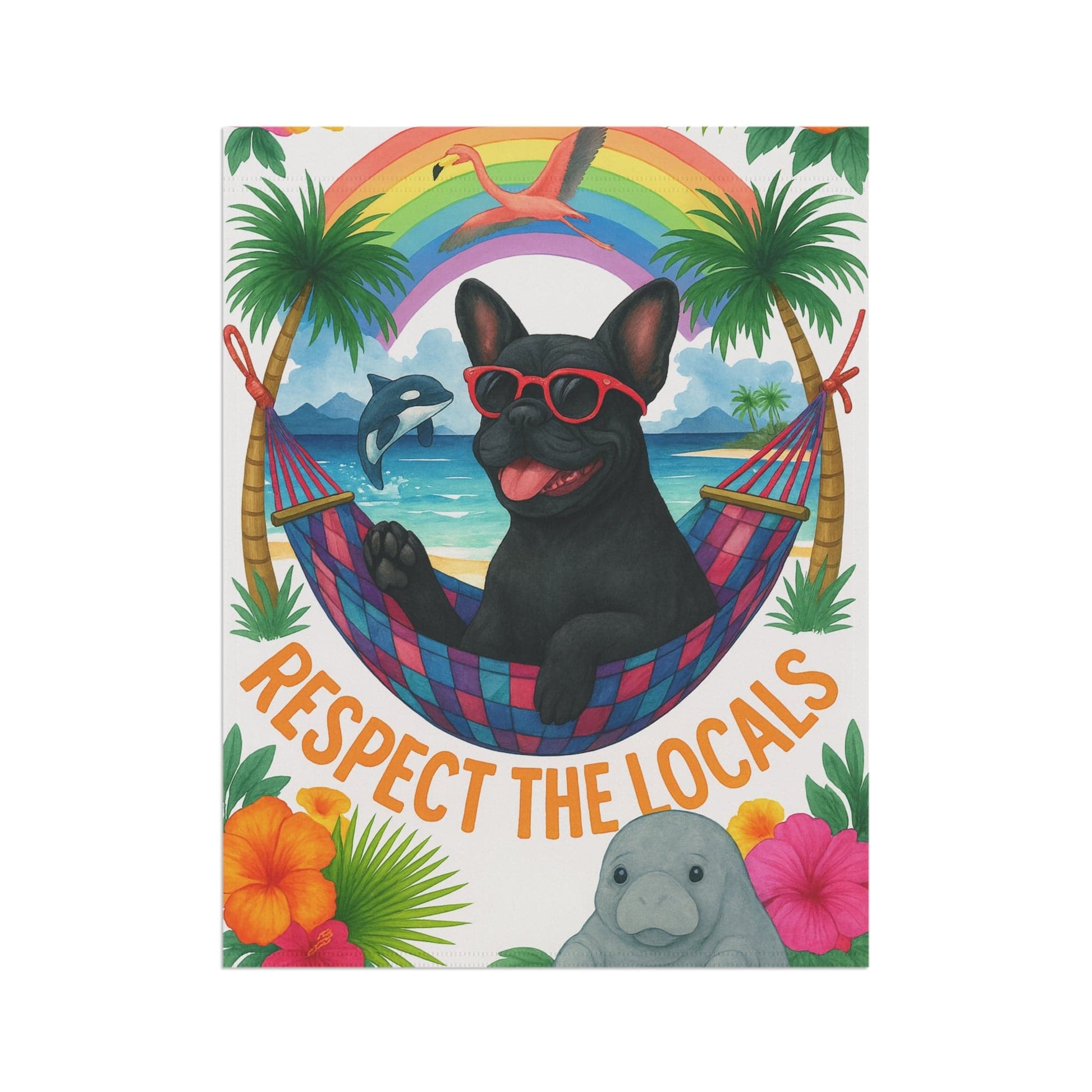 Black French Bulldog Protect Locals Garden Flag