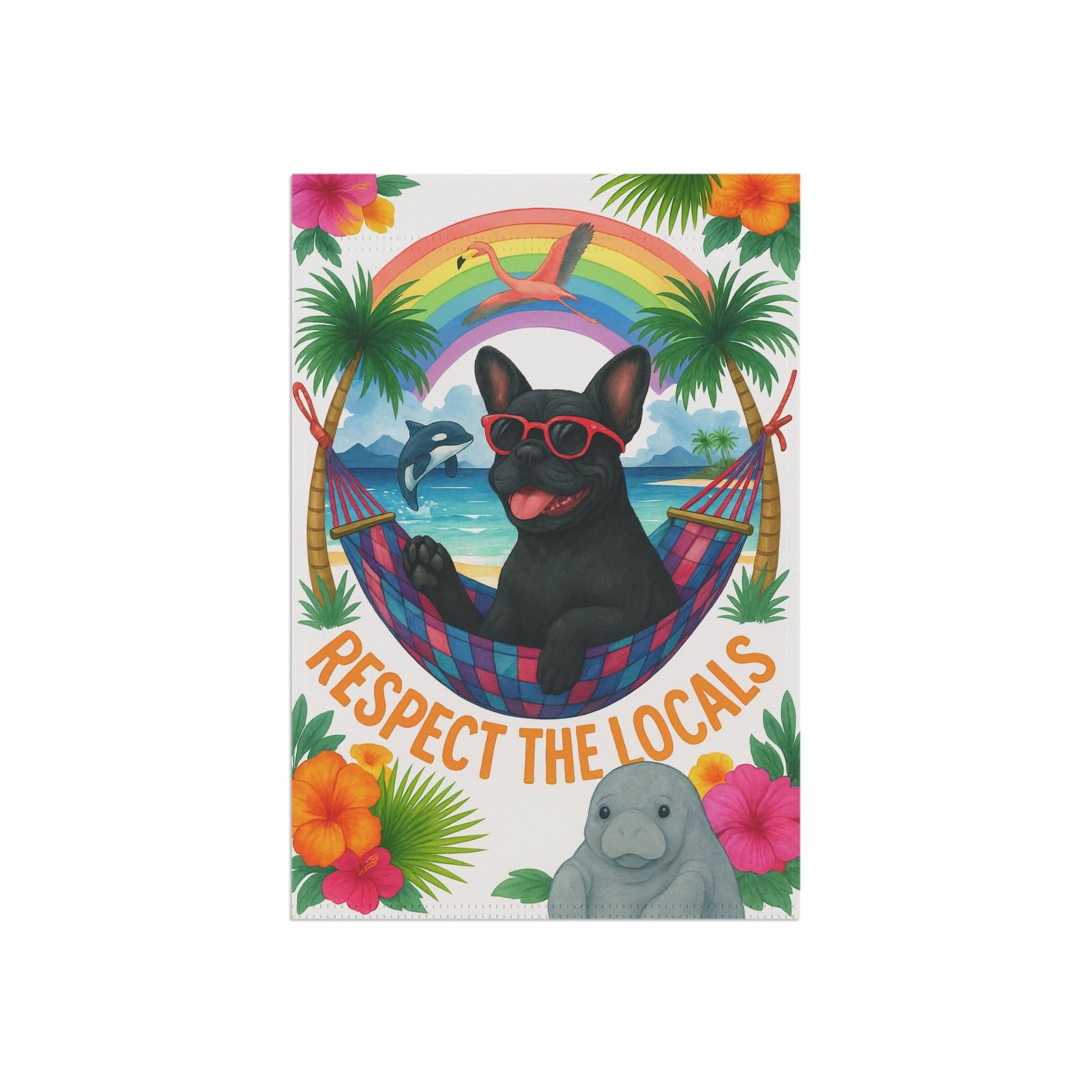Black French Bulldog Protect Locals Garden Flag