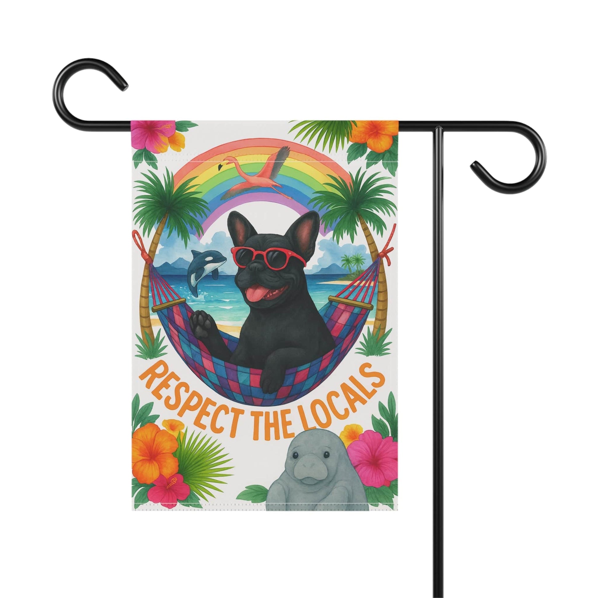 Black French Bulldog Protect Locals Garden Flag