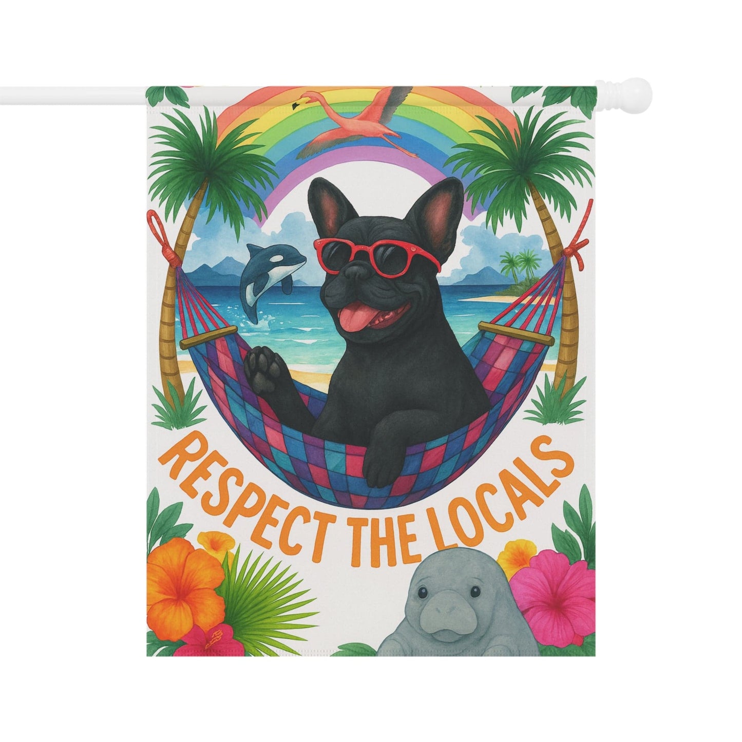 Black French Bulldog Protect Locals Garden Flag