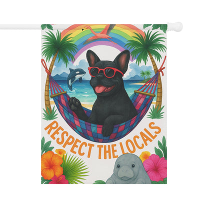 Black French Bulldog Protect Locals Garden Flag