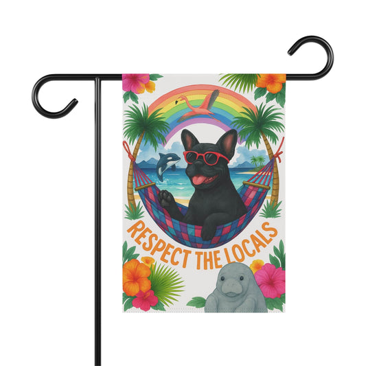 Black French Bulldog Protect Locals Garden Flag