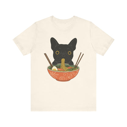 Printify T-Shirt Black French Bulldog Ramen TShirt