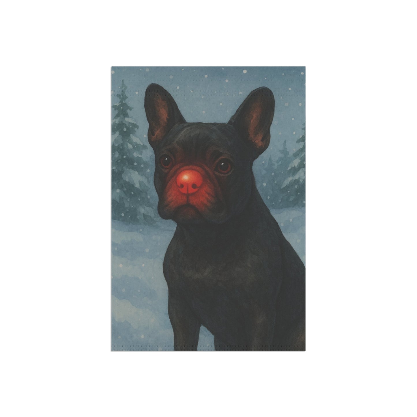 Black French Bulldog Reindeer Garden Flag