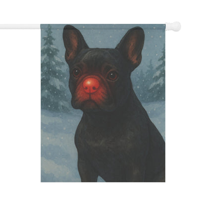Black French Bulldog Reindeer Garden Flag