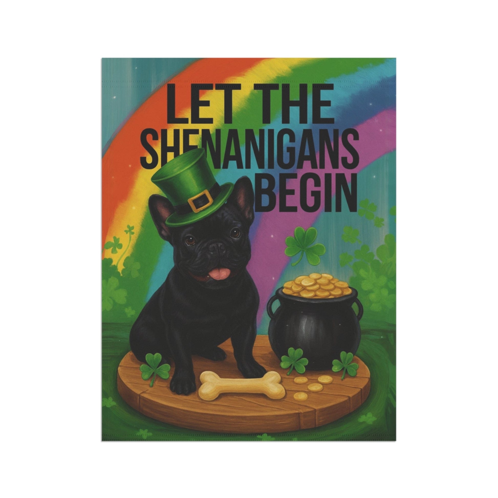 Black French Bulldog Saint Patricks Day Garden Flag