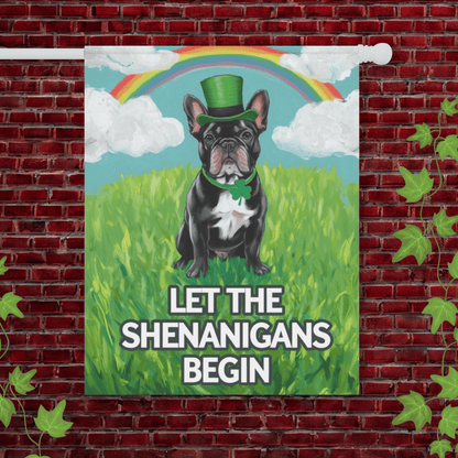 Printify Garden Flag 24.5'' × 32'' Black French Bulldog Saint Patricks Garden Flag