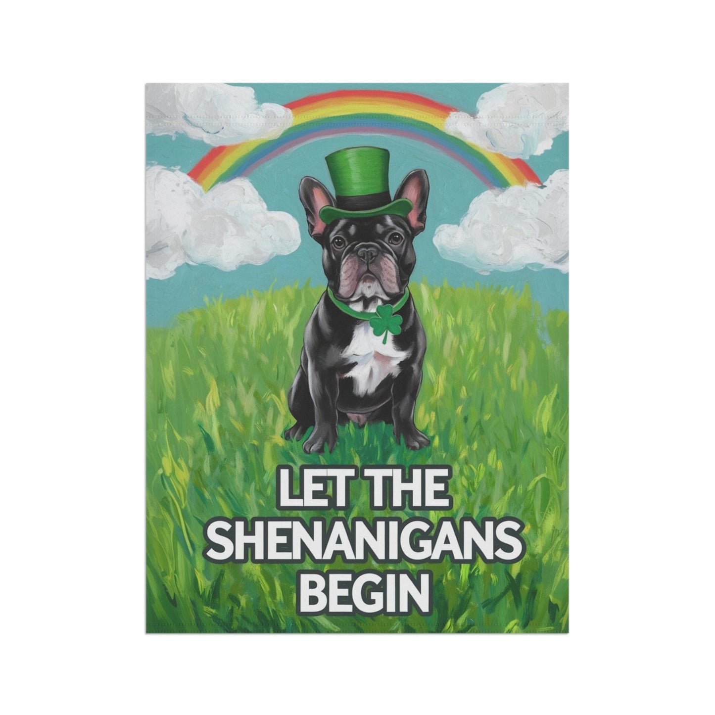 Printify Garden Flag Black French Bulldog Saint Patricks Garden Flag