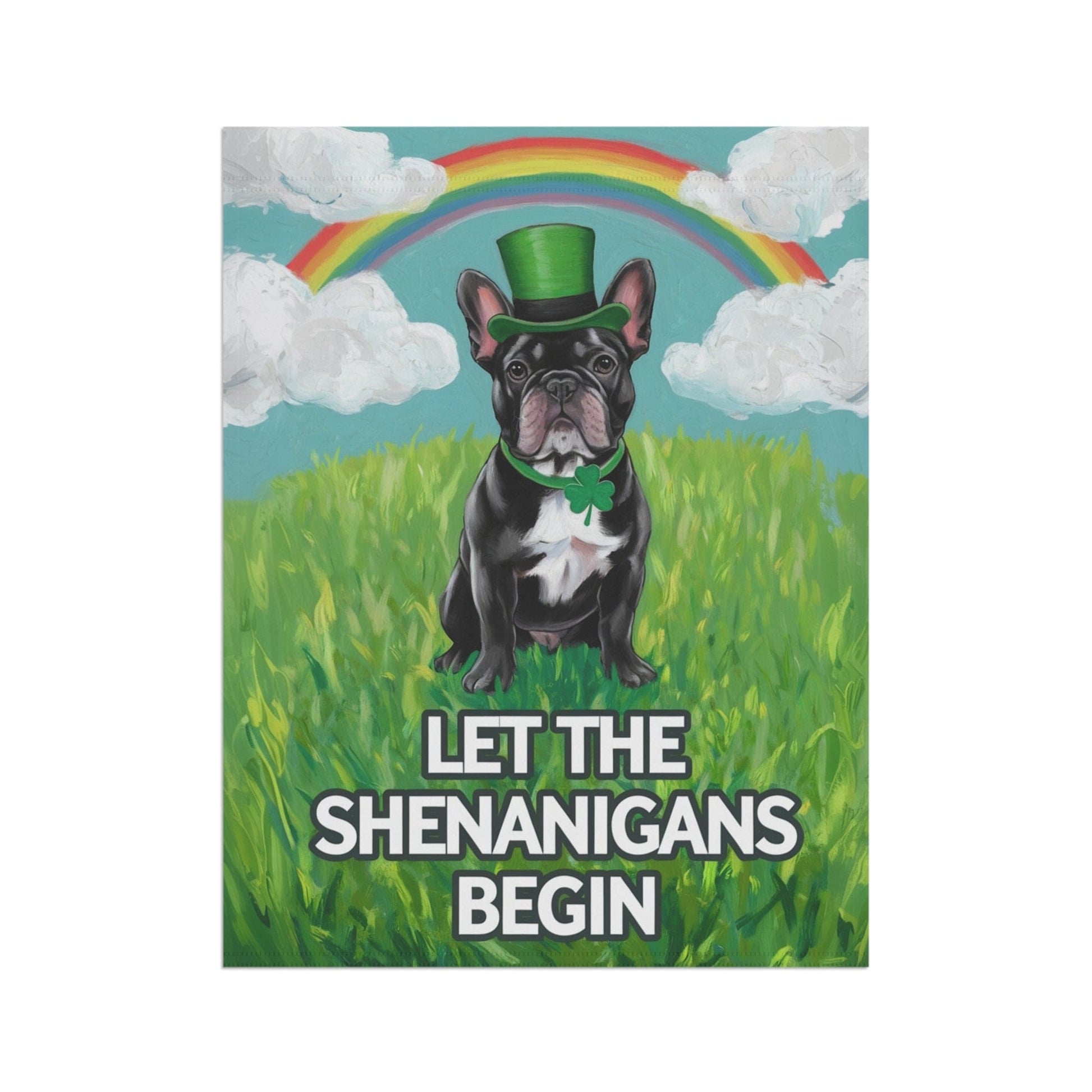Printify Garden Flag Black French Bulldog Saint Patricks Garden Flag