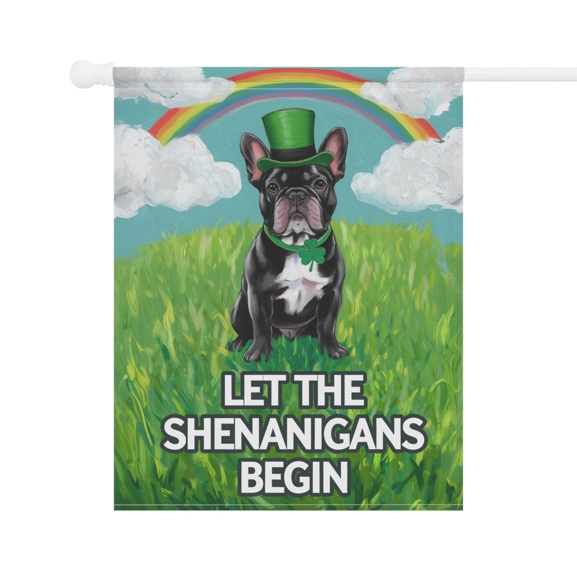 Printify Garden Flag Black French Bulldog Saint Patricks Garden Flag