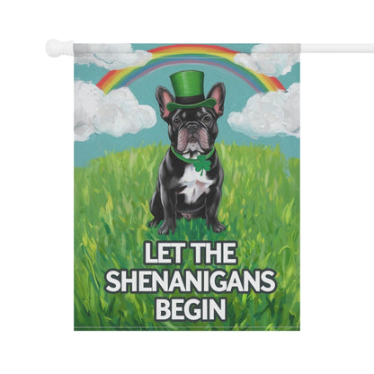 Printify Garden Flag Black French Bulldog Saint Patricks Garden Flag