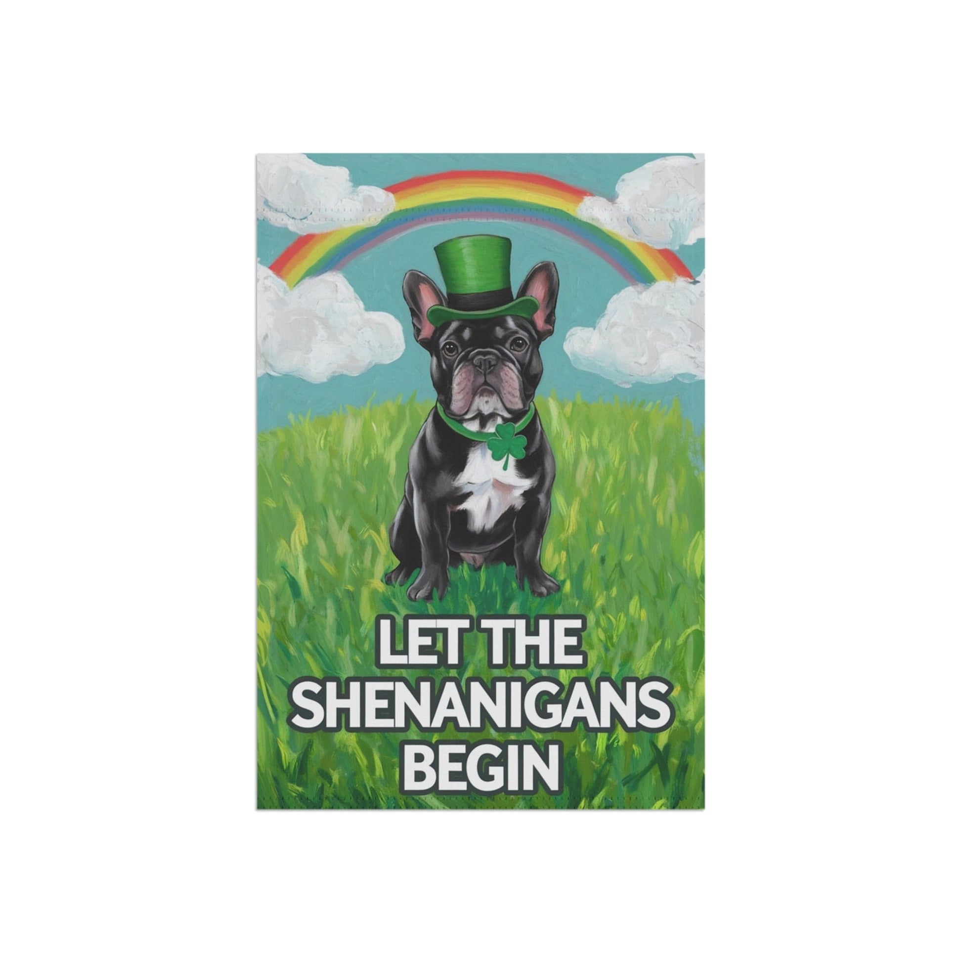 Printify Garden Flag Black French Bulldog Saint Patricks Garden Flag