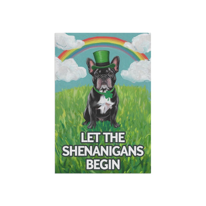 Printify Garden Flag Black French Bulldog Saint Patricks Garden Flag