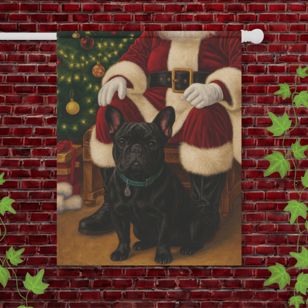 Black French Bulldog Santa Clause Garden Flag 24.5'' × 32''
