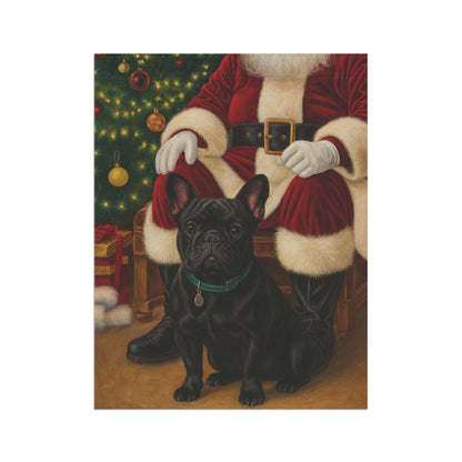 Black French Bulldog Santa Clause Garden Flag